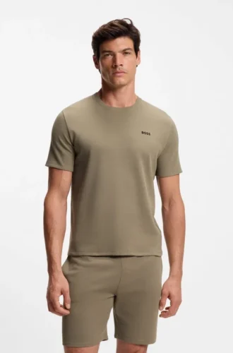 Pyjama-T-Shirt aus Baumwollmischung mit gesticktem Logo