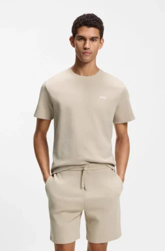 Pyjama-T-Shirt aus Baumwollmischung mit gesticktem Logo