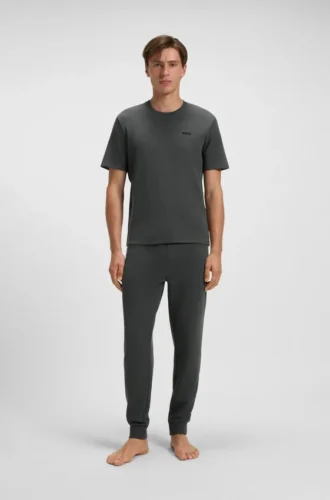 Pyjama-T-Shirt aus Baumwollmischung mit gesticktem Logo