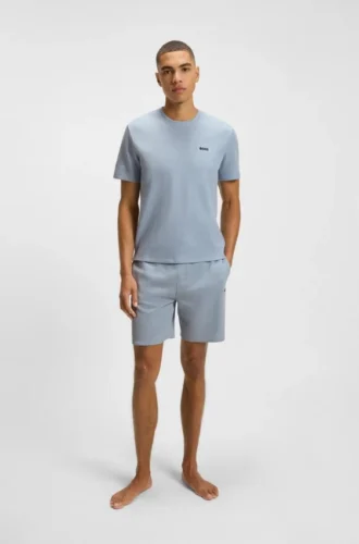 Pyjama-T-Shirt aus Baumwollmischung mit gesticktem Logo