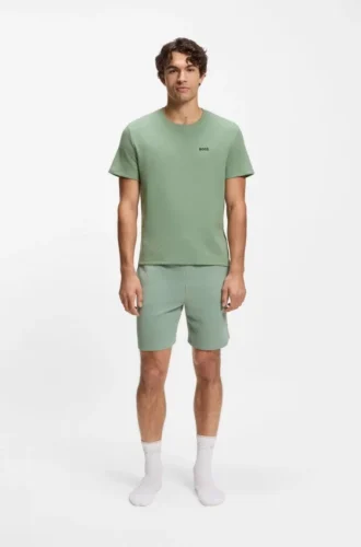 Pyjama-T-Shirt aus Baumwollmischung mit gesticktem Logo