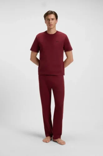 Pyjama-T-Shirt aus Baumwollmischung mit gesticktem Logo