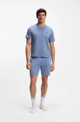 Pyjama-T-Shirt aus Baumwollmischung mit gesticktem Logo