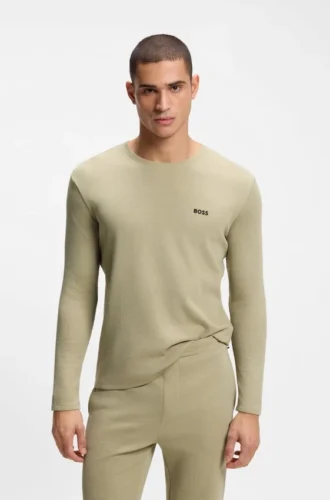 Pyjama-T-Shirt aus Ottoman mit gesticktem Logo