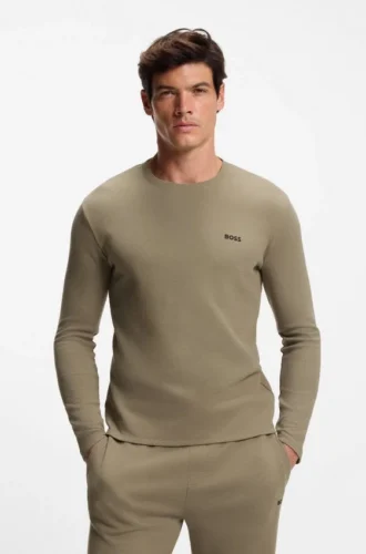 Pyjama-T-Shirt aus Ottoman mit gesticktem Logo