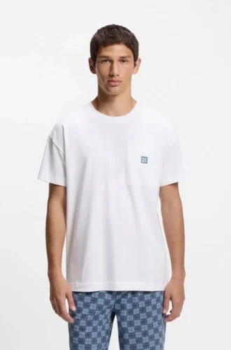 Pyjama-T-Shirt mit gestapeltem Logo aus Stretch-Baumwolle