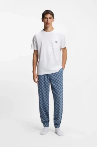 Pyjama-T-Shirt mit gestapeltem Logo aus Stretch-Baumwolle