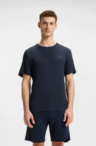 Pyjama-T-Shirt mit gesticktem Logo aus Stretch-Jersey