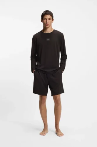 Pyjama-T-Shirt mit Logo-Etikett aus einer Baumwollmischung