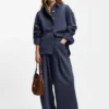 Rauchblaue Bluse in Oversize-Passform aus festem Denim
