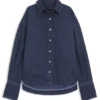 Rauchblaue Bluse in Oversize-Passform aus festem Denim