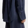 Rauchblaue Bluse in Oversize-Passform aus festem Denim