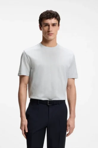 Regular-Fit-T-Shirt aus Baumwolle mit erhabener Jacquard-Struktur