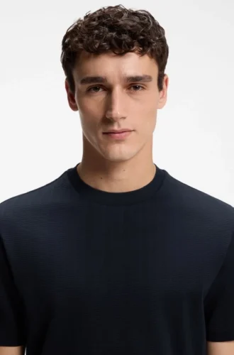 Regular-Fit-T-Shirt aus Baumwolle mit erhabener Jacquard-Struktur