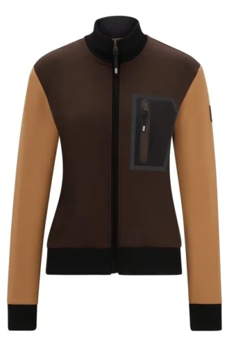 Reitsport-Strickjacke als zweite Schicht mit Logo-Patch