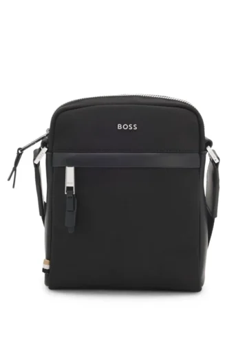Reporter-Tasche mit Lederbesatz