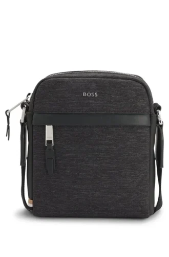 Reporter-Tasche mit Lederbesatz