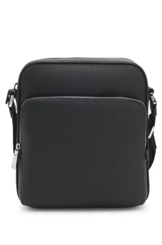 Reportertasche aus naturgenarbtem italienischem Leder