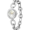 Ring-Armbanduhr aus silberfarbenem Stahl