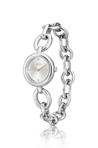 Ring-Armbanduhr aus silberfarbenem Stahl