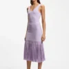 Rippgestricktes Kleid mit transparenten Plissees