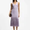 Rippgestricktes Kleid mit transparenten Plissees