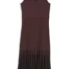 Rippgestricktes Kleid mit transparenten Plissees