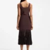 Rippgestricktes Kleid mit transparenten Plissees