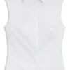 Ärmellose Bluse in schmaler Passform aus einem Baumwollgemisch