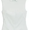 Ärmellose Bluse in schmaler Passform aus einem Baumwollgemisch