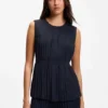 Ärmellose Crêpe-Bluse mit Falten
