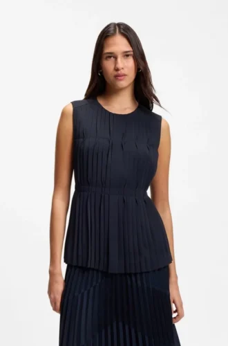 Ärmellose Crêpe-Bluse mit Falten