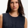 Ärmellose Crêpe-Bluse mit Falten