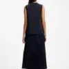 Ärmellose Crêpe-Bluse mit Falten