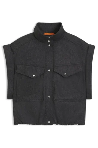 Ärmelloser Blazer aus meliertem Stretch-Flanell