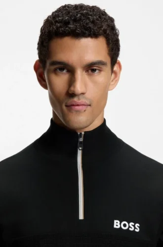 Ärmelloser Pullover aus Baumwollmischung mit Reißverschluss am Hals