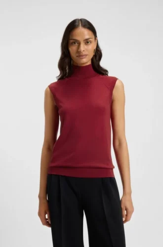 Ärmelloser Rollkragen-Pullover aus Merinowolle