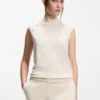 Ärmelloser Rollkragen-Pullover aus Merinowolle
