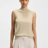 Ärmelloser Rollkragen-Pullover aus Merinowolle