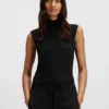 Ärmelloser Rollkragen-Pullover aus Merinowolle