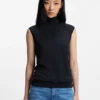 Ärmelloser Rollkragen-Pullover aus Merinowolle