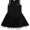 Ärmelloses Kinderkleid aus Stretchstoff mit Logo-Print