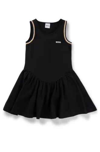 Ärmelloses Kinderkleid aus Stretchstoff mit Logo-Print