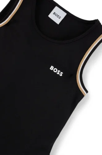 Ärmelloses Kinderkleid aus Stretchstoff mit Logo-Print