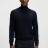 Rollkragen-Pullover aus Merinowolle in schmaler Passform Rollkragen-Pullover aus Merinowolle in schmaler Passform