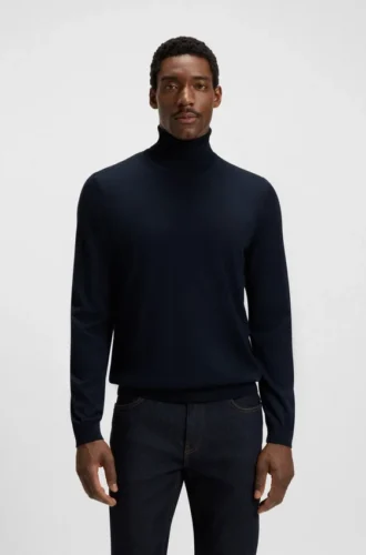 Rollkragen-Pullover aus Merinowolle in schmaler Passform