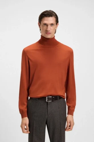 Rollkragen-Pullover aus Merinowolle in schmaler Passform