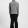 Rollkragen-Pullover aus Schurwolle mit Fischgrätenmuster