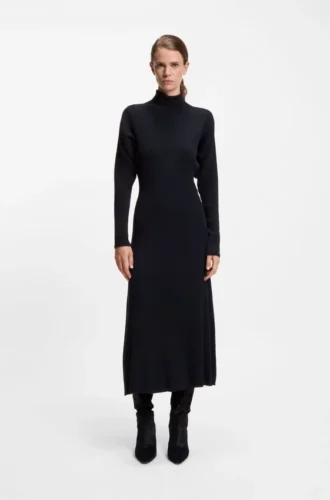 Rollkragen-Pullover-Kleid aus Schurwolle