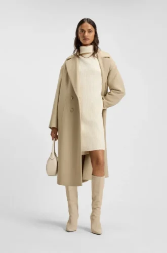 Rollkragen-Pullover-Kleid aus Schurwolle und Kaschmir